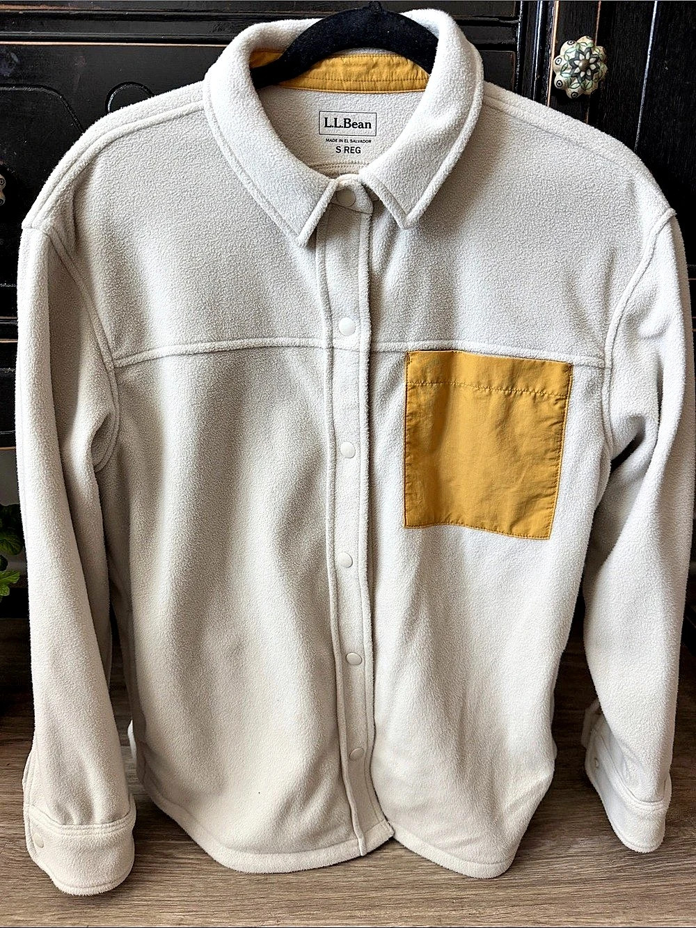 L.L.Bean Fleece Shirt Jacket in White & Yellow Size Small